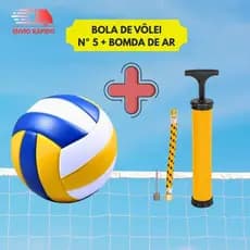 Bola De Volei Oficial Nº5 + Bomba De Ar Para Encher Bolas Para Quadra Praia Competição