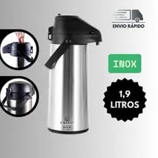 Garrafa Térmica De 1,9 Litros Inox Jarra Café Chá Água Com Ampola De Vidro Trava Alça Antiderrapante