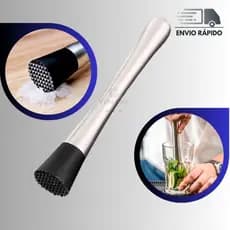 Amassador de Frutas Inox 20cm Socador de Drinks Para Caipirinha Coquetel Manual Amassar polpa