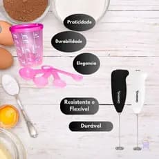 Kit Cozinha Copo Medidor 400 Ml Colheres Medidoras Mini Mixer Elétrico Potátil