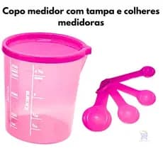 Kit Copo Medidor 400 Ml E Colheres Medidoras Para Receitas Cozinha