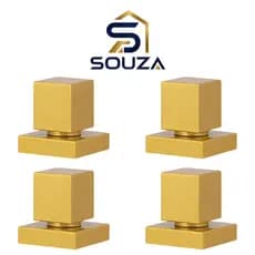 Kit 4 Acabamentos Registro Dourado Quadrado Metal Padrão Deca Banheiro 1/2 3/4 Luxo Premium