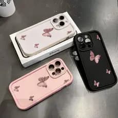 Capinha Capa Para iPhone 11 12 13 14 15 16 Pro Max Plus 17 AIR PRO MAX XR borboleta Silicone Anti-impacto