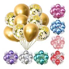 Kit Com 10 Balão Bexiga Confete Cores Cristal Arranjo Festas