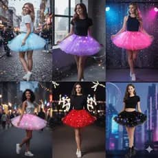 FANTASIA FEMININA ADULTA SAIA DE LED 40CM TULE TUTU