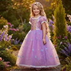 Fantasia Infantil Meninas Vestido & Trança Rapunzel Costumes para Crianças Carnaval Cosplay Halloween Aniversários
