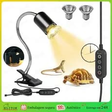 Aquecedor para Aquário com Lâmpada de Aquecimento para Répteis Inclui Uva Uvb 2 Lâmpadas 110V/220V