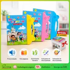 Livro Infantil Bilíngue Português Inglês Livro Interativo com Som Toque Inteligente Educativo Aprendizagem Crianças