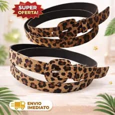 Cinto de Moda Feminina Encapado Onça Fivela Quadrada - Envio Imediato
