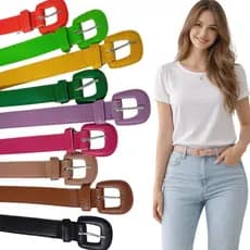 Cinto de Moda Feminina Encapado Fivela Quadrada - Envio Imediato