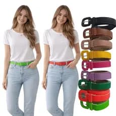 Cinto de Moda Feminina Encapado Fivela Quadrada Colorido - Envio Imediato