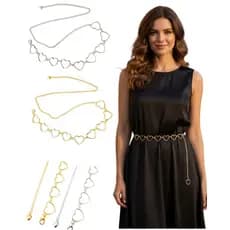 Kit Cinto De Corrente De Coração - Prata e Dourado Envio Imediato