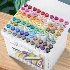 Kit 60/80/120 Cores Caneta Marcadora 2 em 1 - Ponta Dupla e Pincel, À Prova D'água para Lettering e Arte