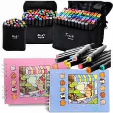 Kit 24-80 Cores Caneta Marcadora Ponta Dupla Profissional - Para Arte e Material Escolar