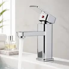 Modern Bathroom Faucet Metal Stainless Steel Lavatory Sink 1/2 Chrome Black Luxury