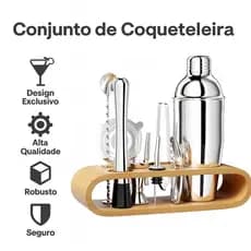 Kit 10 Peças em Aço Inoxidável 304 com Suporte — Coqueteleira Profissional para Drinks
