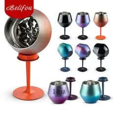 Belifou 420ML Taça Copo Térmico De Aço Inoxidável 2 Em 1 Para Gin Vinho Drink Bebidas 14oz