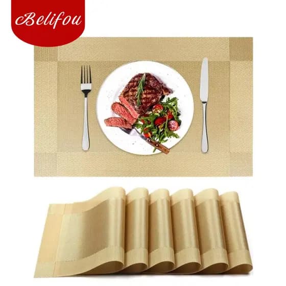 Belifou KIT 6 Jogo Americano para Mesa Posta lugares em PVC Metalizado