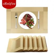 Belifou KIT 6 Jogo Americano para Mesa Posta lugares em PVC Metalizado