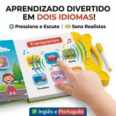 Livro Interativo Infantil Bilíngue Português-Inglês com Sons | Multi-temas Educativos e Aprendizagem Interativa