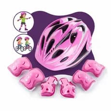 Kit Proteção Infantil 7 Peças Capacete Reforçado + Joelheira Cotoveleira Skate Patins Bike