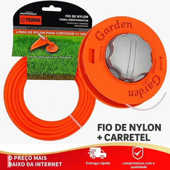 Carretel Automático Carga Fácil Garden P/ Roçadeira Toyama Kawashima Vulcan Garthen - Com 1 Metro de Fio, Profissional