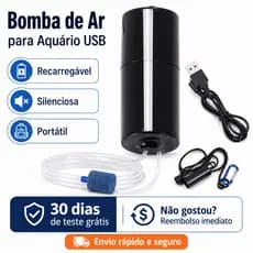 Bomba De Ar Para Aquário USB Recarregável Silenciosa Portátil Oxigenador Para Peixes E Isca Viva