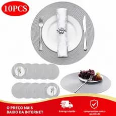 Kit 10 Peças Jogo Americano Redondo Cozinha Jantar Jogo americano dourado