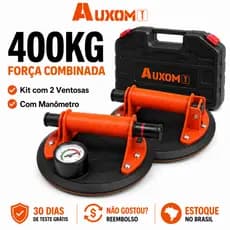 Kit Ventosa A Vácuo Profissional AUXOM 2 Peças 400Kg Para Porcelanato Vidro Mármore Com Maleta