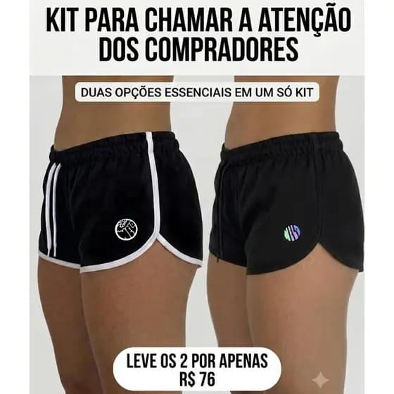 Kit 2 Shorts Feminino Tactel Praia Futevôlei Beach Tennis Vôlei Corrida