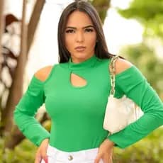 Body Feminino Manga Longa  Malha Canelada Luxo moda gringa