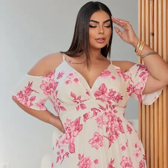 Vestido Plus Size Estampado Moderno