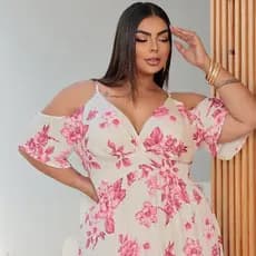Vestido Plus Size Estampado Moderno