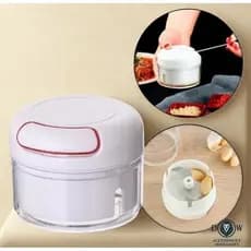 Mini Processador Manual de Alimentos 2 Lâminas Inox Portátil Triturador de Alho e Cebola 170ml