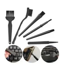 Kit Escova e Pincel Antiestático 6 em 1 p/ Limpeza de Placas, Eletrônicos, Teclado Impressoras Carro