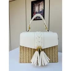 Novo estilo de costura contraste cor moda palha bolsa mensageiro bolsa feminina bolsa de ombro