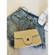 Bolsa Feminina de Praia Bag Saco De Palha Verão Bolsa Transversal
