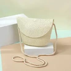 Bolsa de concha tecida à mão à beira-mar de verão, bolsa de moedas transversal para celular