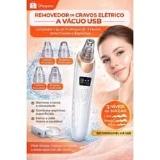 Removedor de Cravos Elétrico a Vácuo USB Limpador Facial Profissional 3 Níveis Anti Cravos e Espinhas
