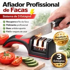 Amolador de Facas 3 Estágios Afiador Profissional Base Antiderrapante