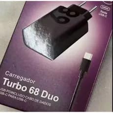 carregador turbo 68w duo usb + tipo-c carregador super rápido com cabo 1 metro10x