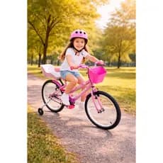 Bicicleta Infantil Aro 20 Fem Doll Com Rodinha e Caderinha de Boneca