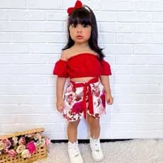 Conjunto Ciganinha (0 a 6 anos) Só hoje! Blusa+Short+Tiara infantil para criança