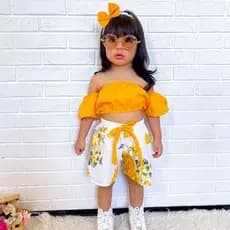 Ciganinha Blusa + Short + Tiara (0 até 7 anos) Só Hoje! conjunto infantil cigana criança