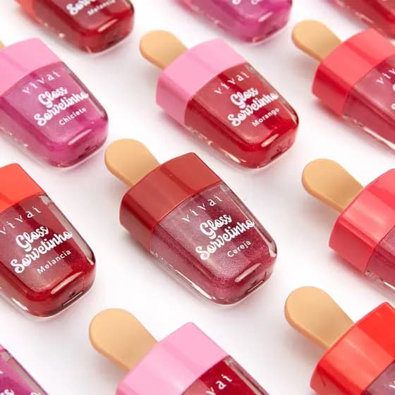 Gloss Labial Sorvetinho Vivai - Morango, Melancia, Chiclete, Framboesa e Cereja