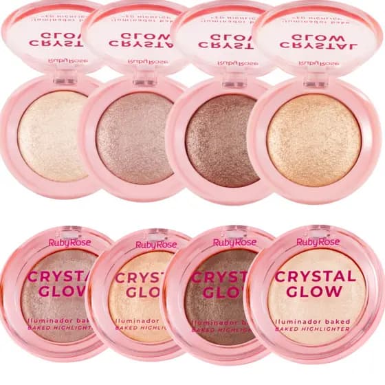 Iluminador Baked Crystal Glow - Rubyrose - Cherry Red, Pink Champagne, Solar Flare, Broze Bliss