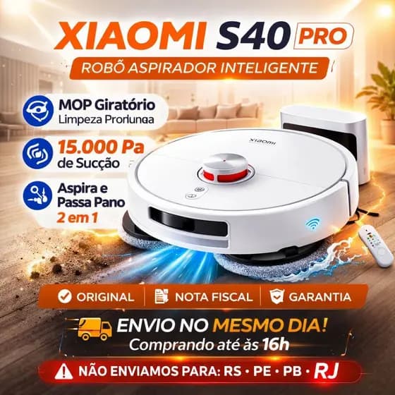 Robô Aspirador Xm S40 Pro Mop Giratório 15.000Pa Lançamento 2026