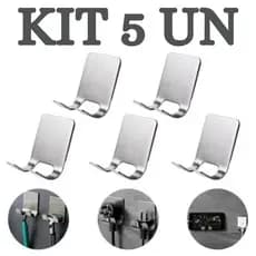 KIT Suporte GANCHO INOX ADESIVO FORTE P PAREDE PORTA Lâmina CARREGADOR DE CELULAR ALTA ADERÊNCIA