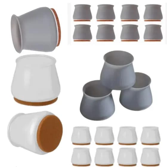PROTETOR DE PÉ DE CADEIRA C FELTRO SILICONE FLEXIVEL MESA MOVEIS PÉ REDONDO QUADRADO SEM BARULHO