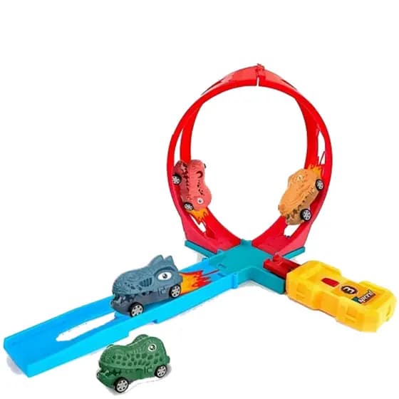 Super Pista  Carrinhos Dinossauro com Looping Radical 360º Kit Infantil Educativo Divertido 9 Peças